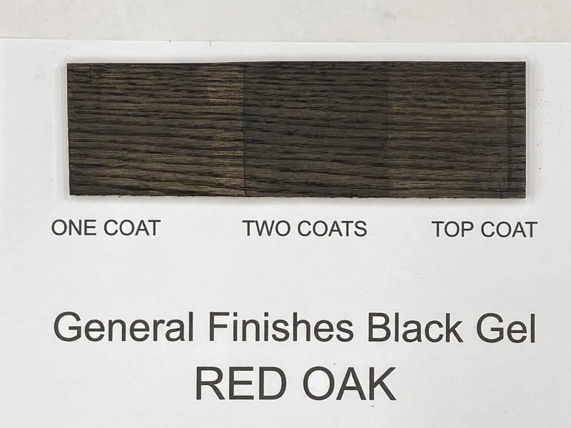 General Finishes black gel stain on red oak