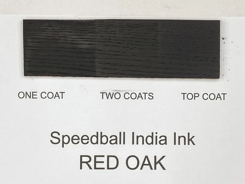 Speedball India Ink on red oak