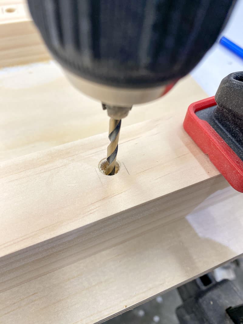 drilling a countersink hole into the end table frame