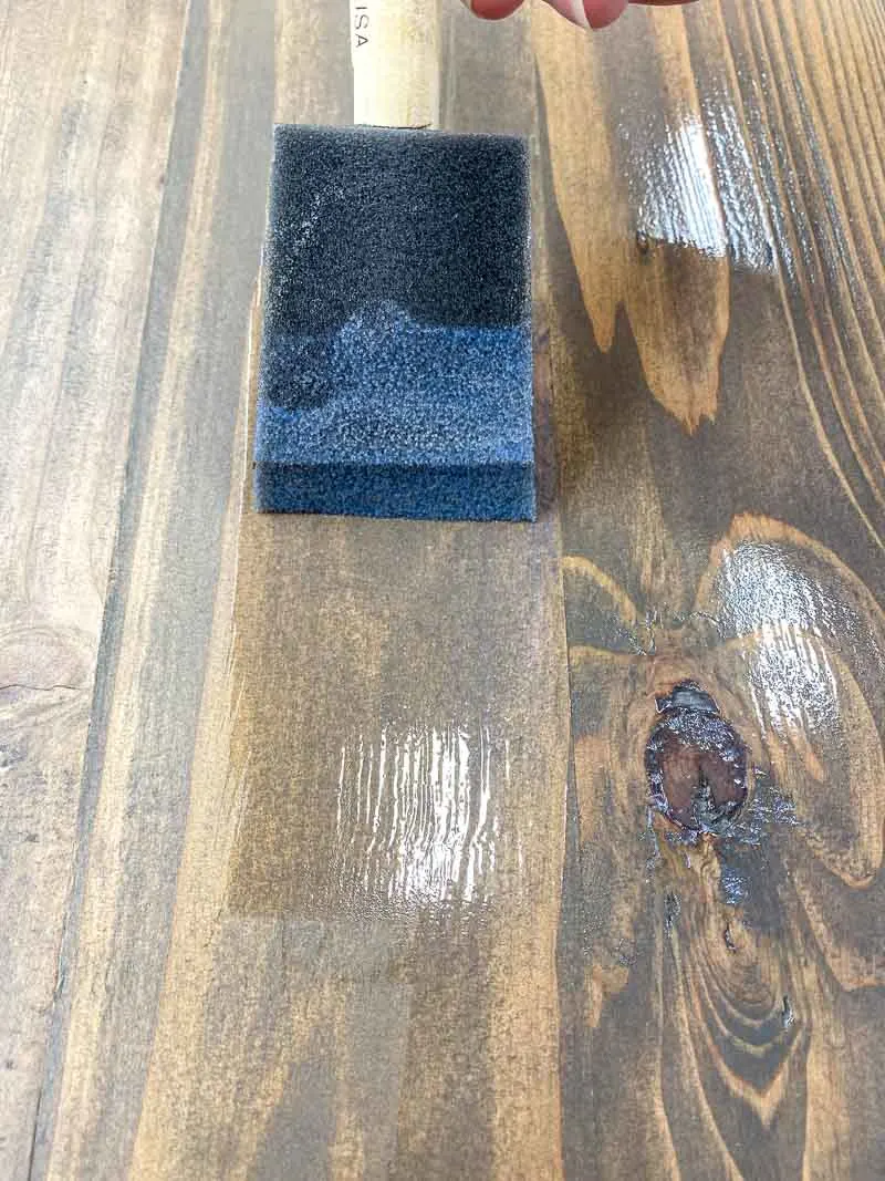 applying polycrylic to stained wood with a foam brush