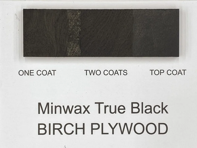Minwax True Black wood stain on birch plywood