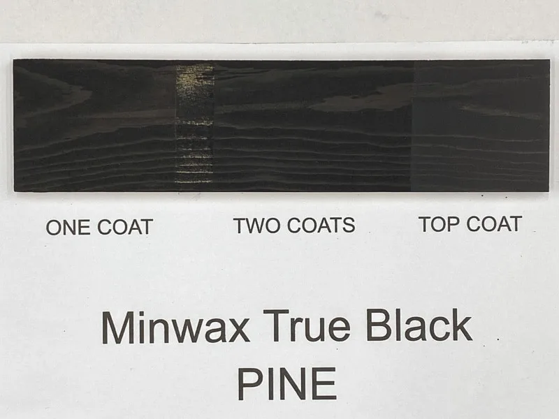 Minwax True Black wood stain on Pine