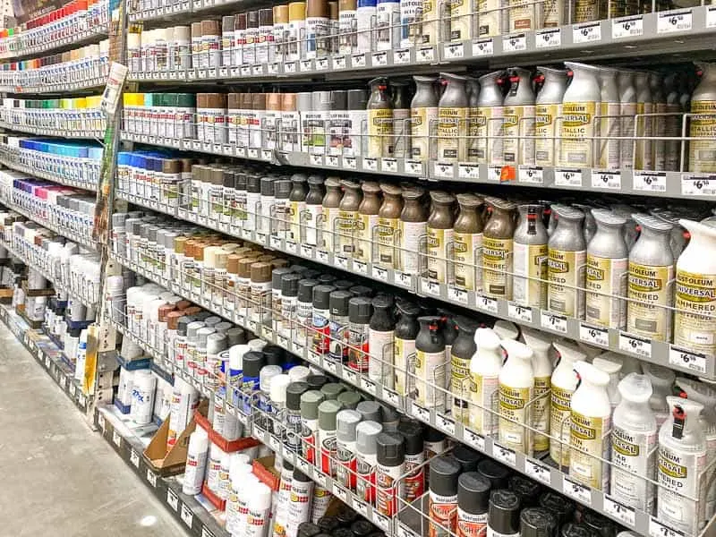 spray paint aisle at Home Depot