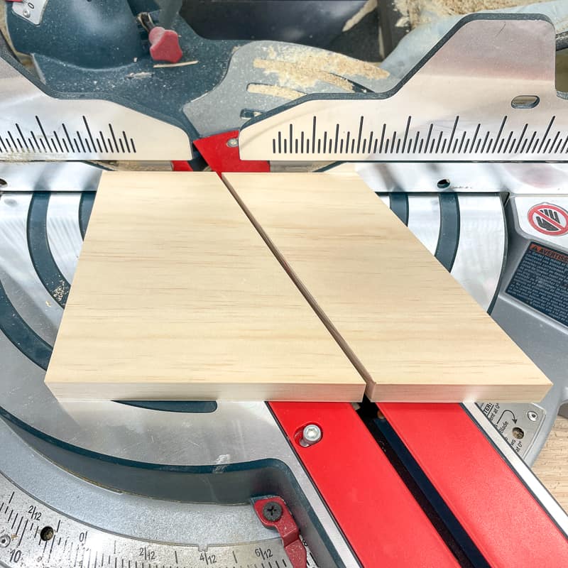 spacer block cut at a 30 degree angle at the miter saw