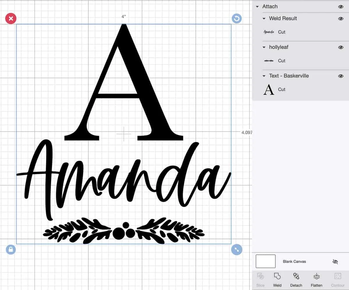 creating the stencil for stocking holder in Cricut software
