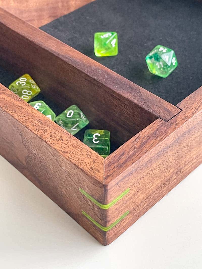 close up of dice tray with storage