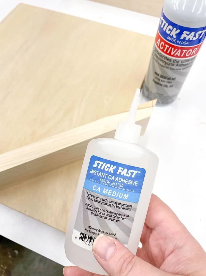 CA glue used to hold the spline jig supports to the backer board