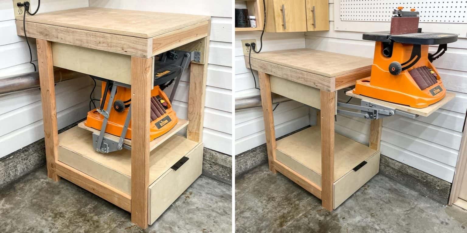 DIY Tool Stand with Sander Lift The Handyman's Daughter