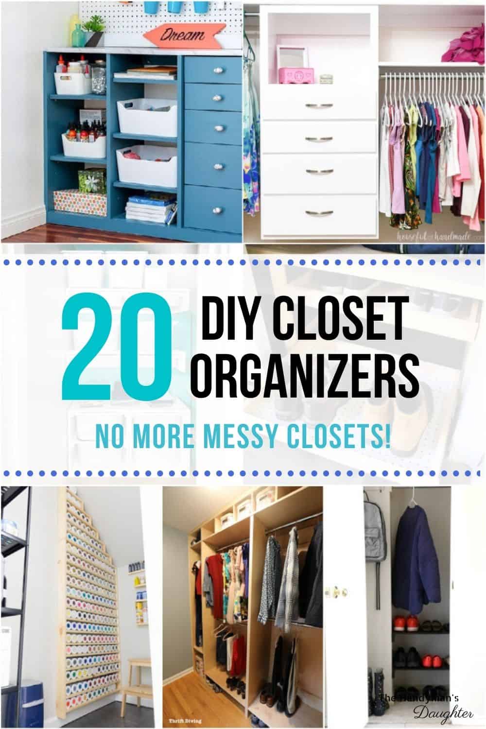 collage of DIY closet organizers