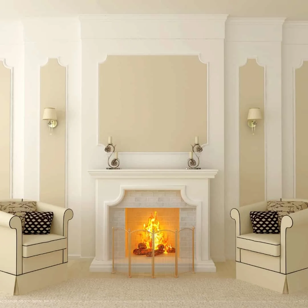 fireplace trim with repeating design