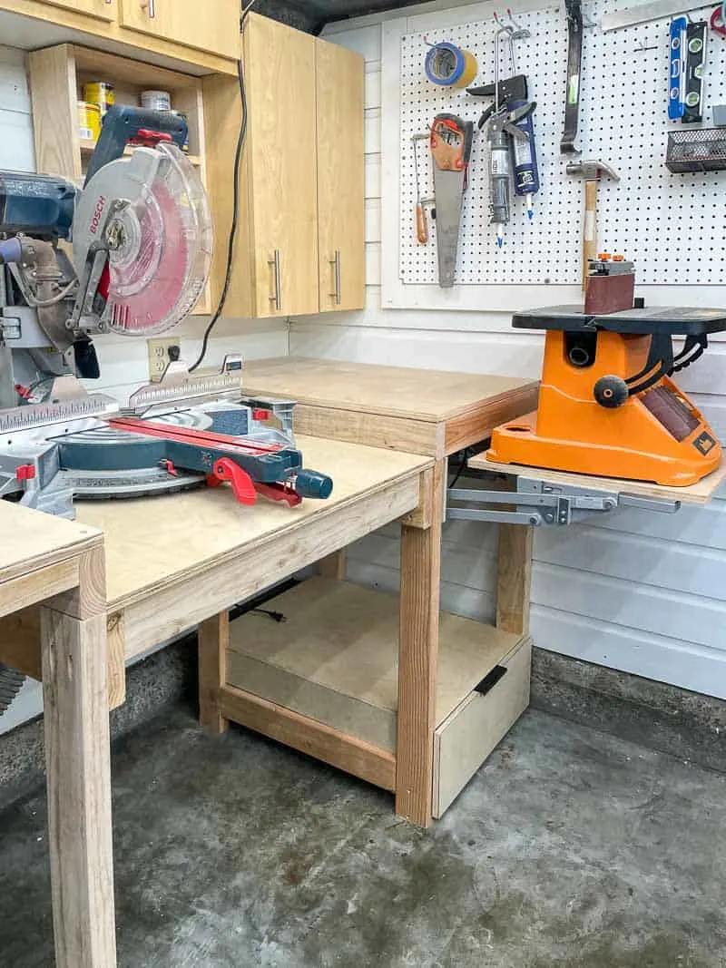 miter saw station with lift for sander