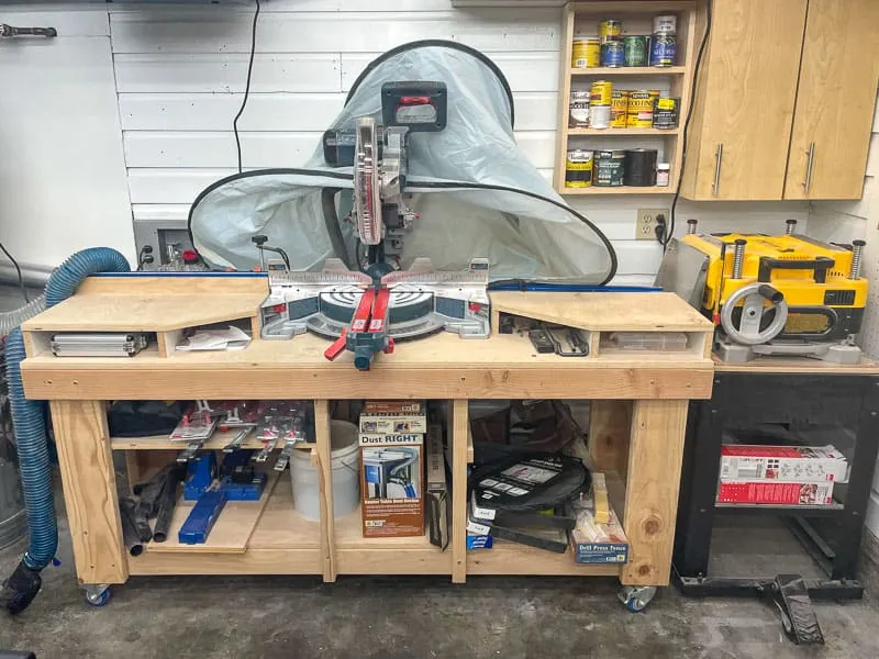 old miter saw stand with dust hood