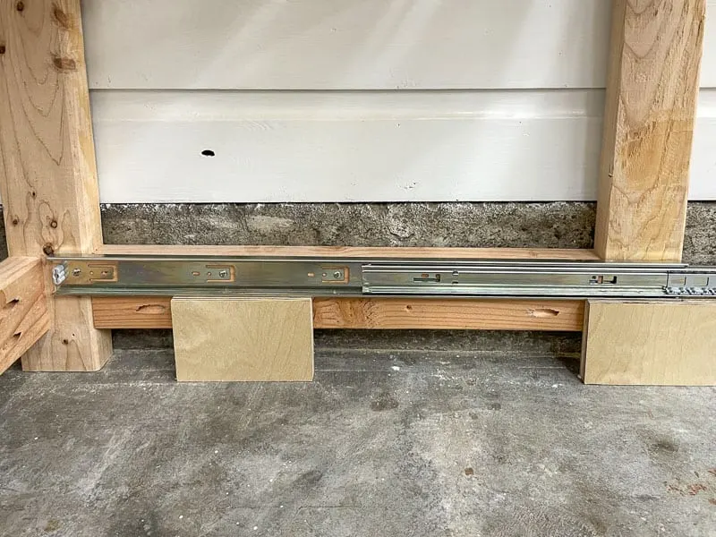 drawer slides installed on inside of tool stand frame