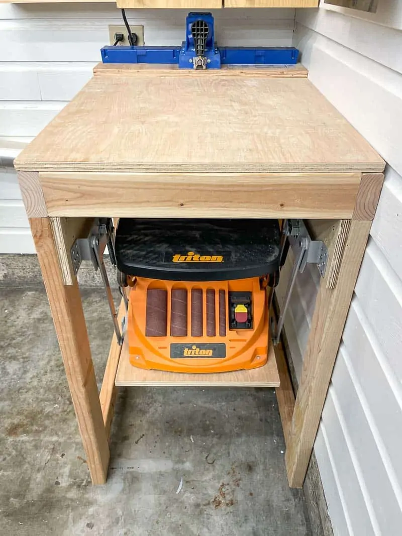 DIY Tool Stand with Sander Lift - The Handyman's Daughter