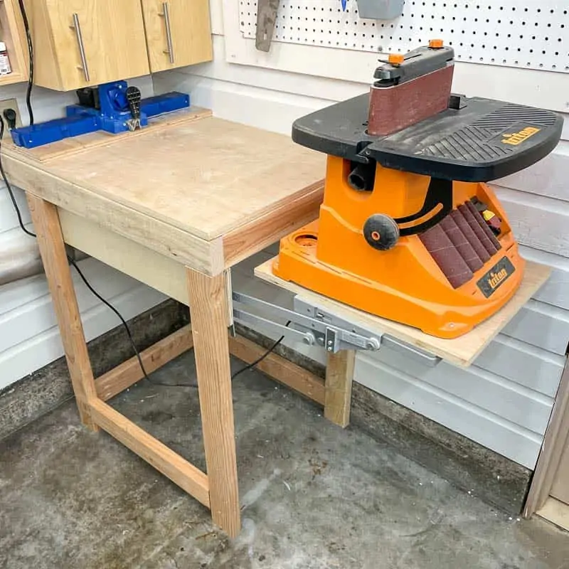 DIY Tool Stand with Sander Lift - The Handyman's Daughter