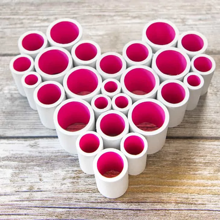 PVC pipe heart with pink interior