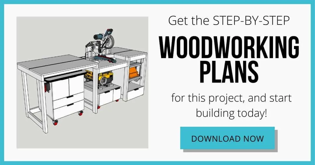 download box for woodworking plans for miter saw station with router table, planer stand and tool stand with lift