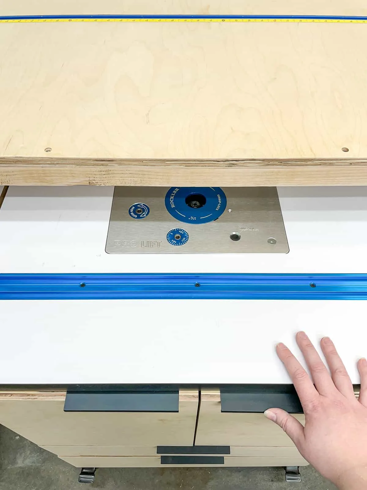 DIY router table rolling under workbench