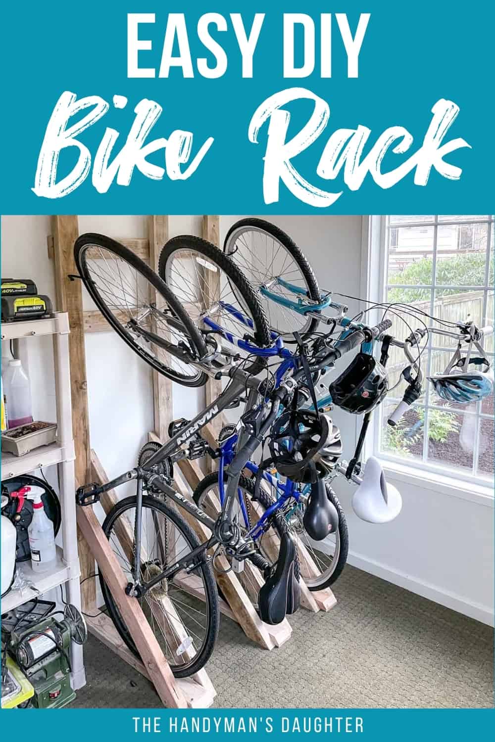 Hablar Cielo agua Easy DIY Wooden Wall Mount Bike Rack - The Handyman's Daughter