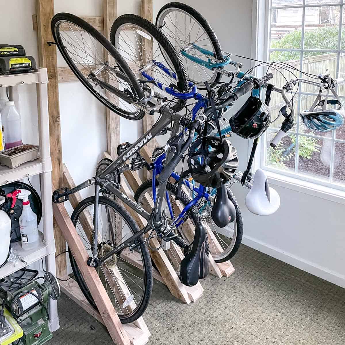 Easy DIY Wooden Wall Mount Bike Rack - The Handyman's Daughter