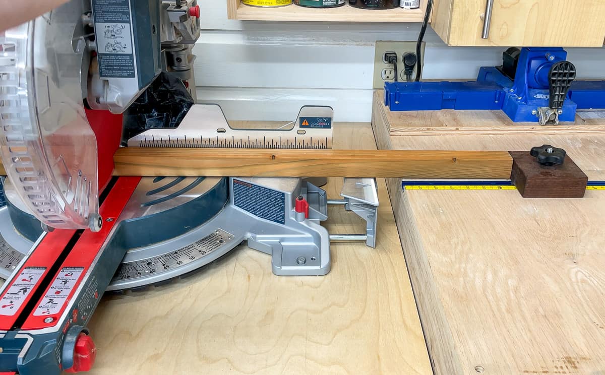 using a miter saw stop block to make repeated cuts
