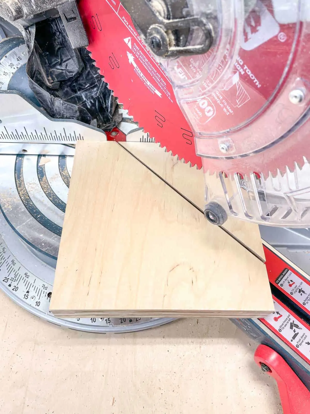 bracket for parallel clamp rack cut on miter saw at 45 degree angle