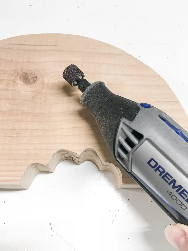 using a Dremel with a sanding attachment on interior curved areas