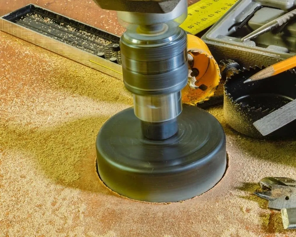 drilling a hole with a hole saw