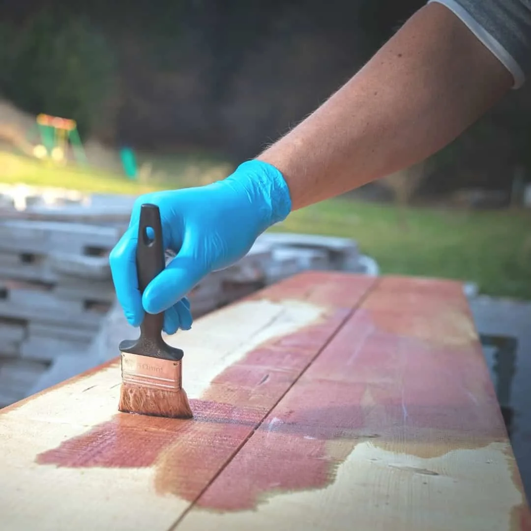 staining wood outdoors