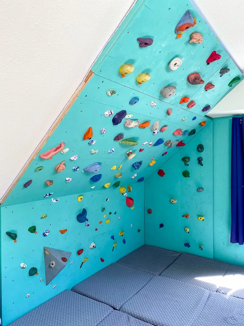 home climbing wall from floor to ceiling