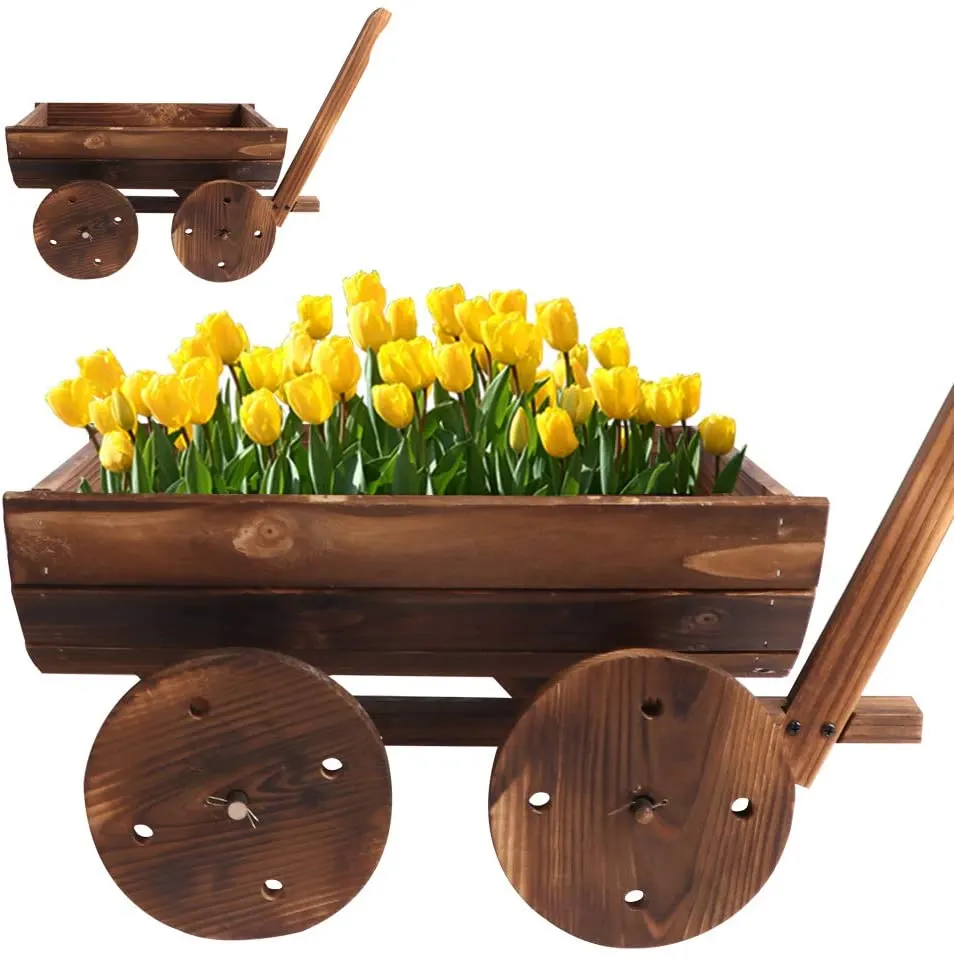wooden wagon planter