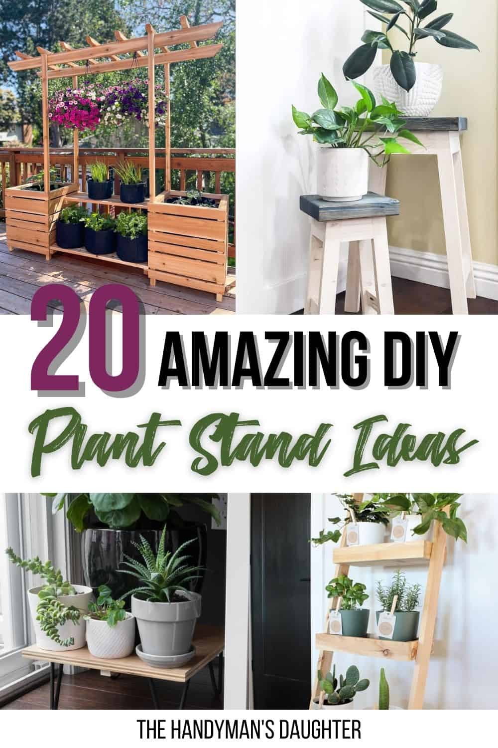collage of DIY plant stand ideas