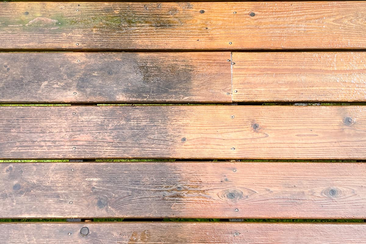 deck before and after cleaning