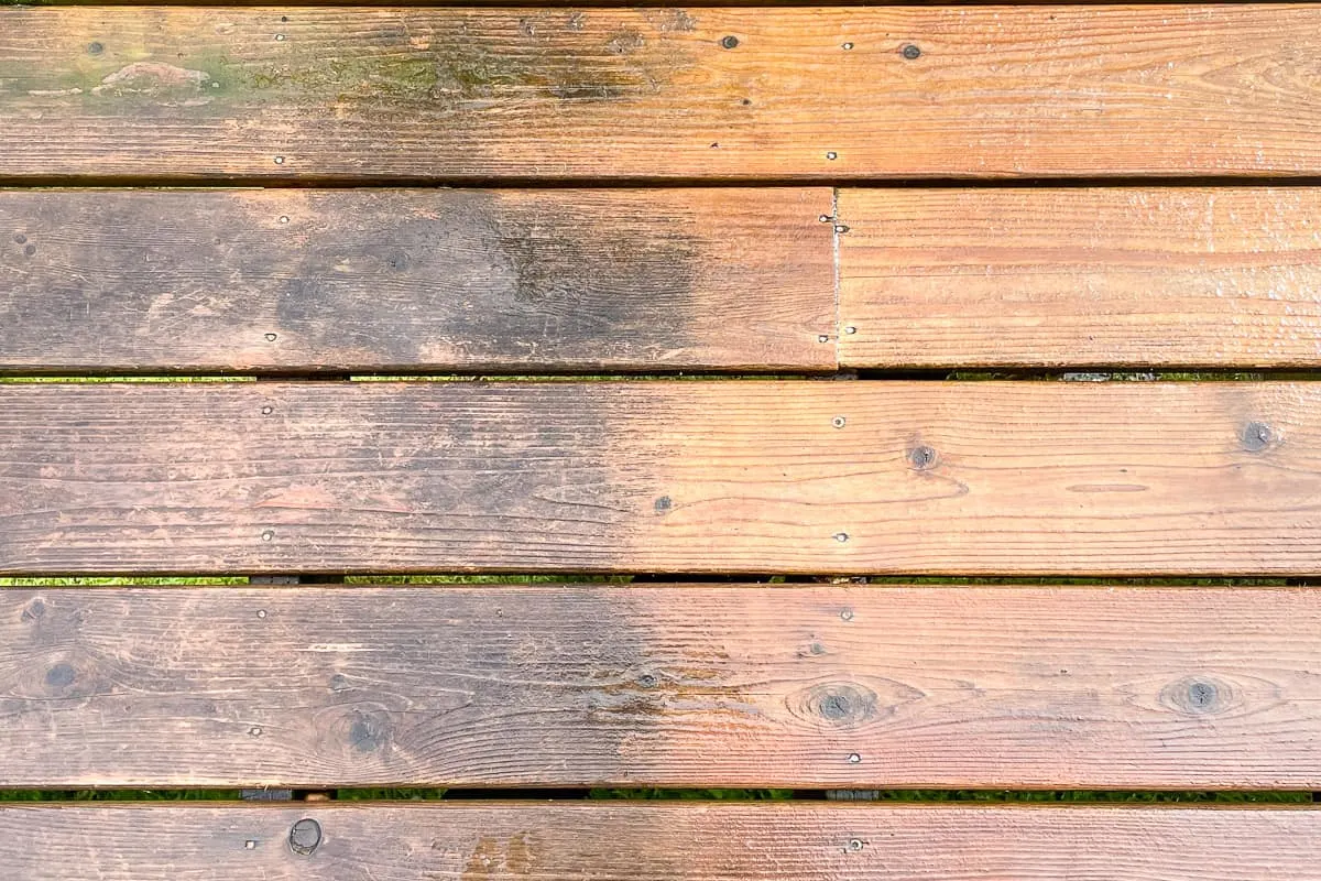 deck before and after cleaning