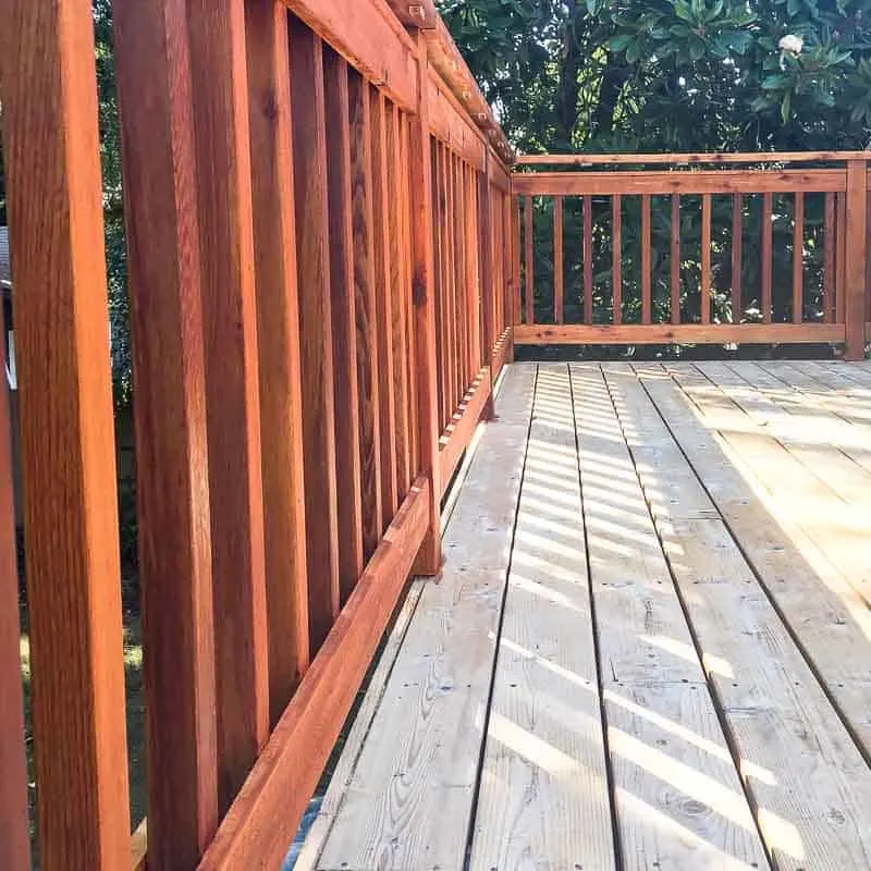 stained deck railings