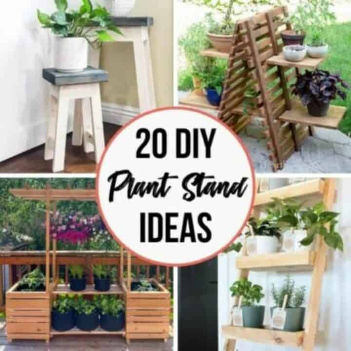 20 DIY Plant Stand Ideas with four different styles shown