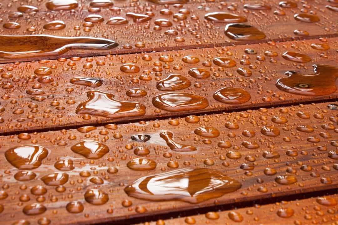 rain on stained deck