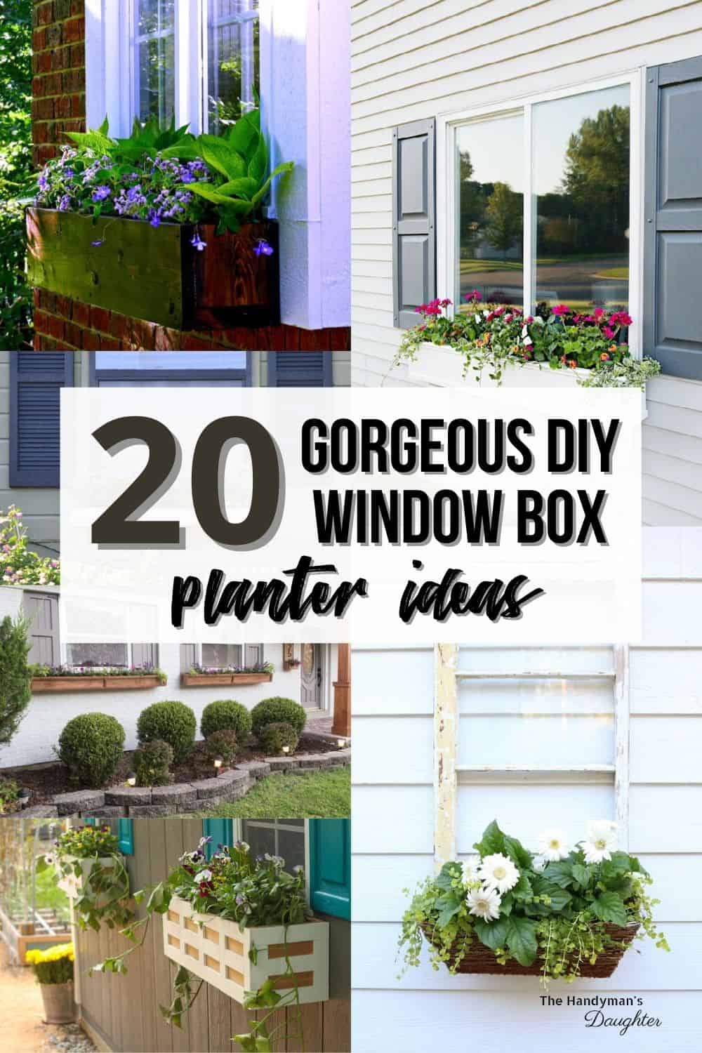 image collage of window box planter ideas