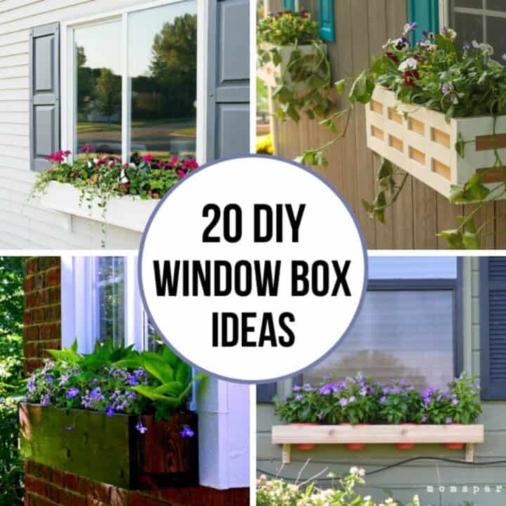 4 image collage of DIY window box planter ideas with text overlay