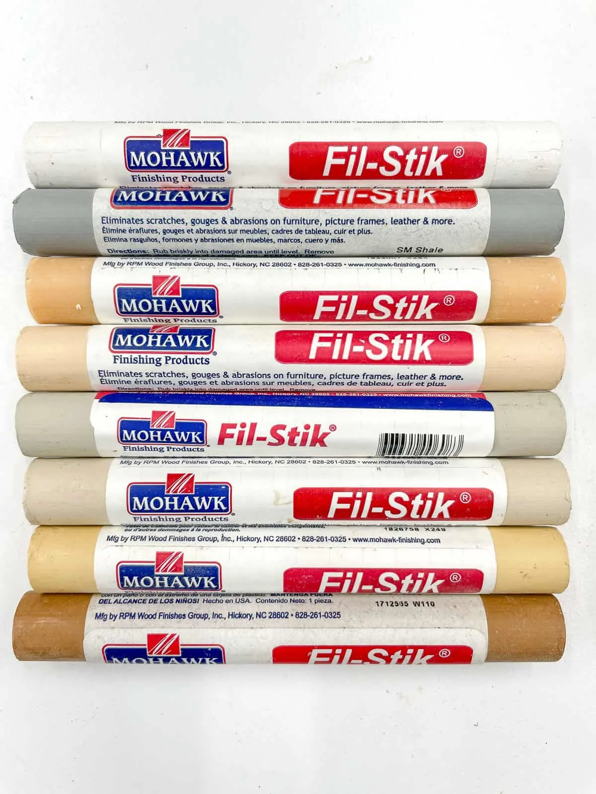 wood putty sticks in a variety of colors