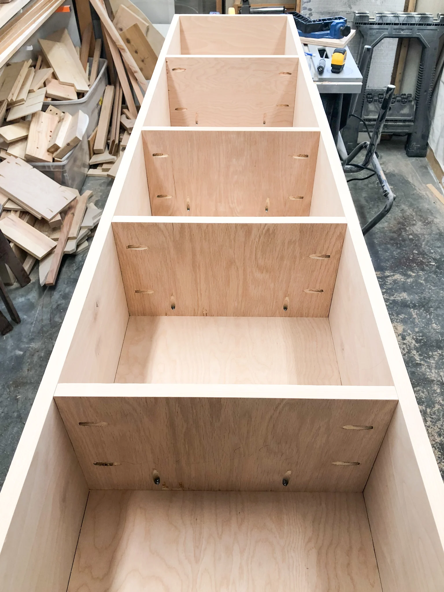 edge banding on plywood pantry cabinet