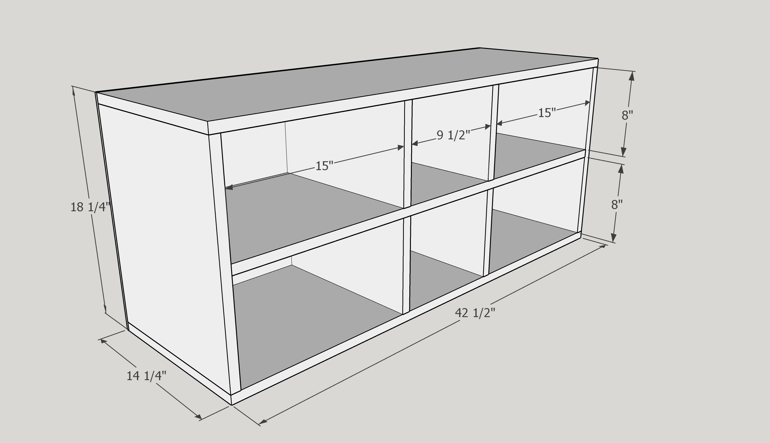 3D model of shelves for DIY built in entertainment center
