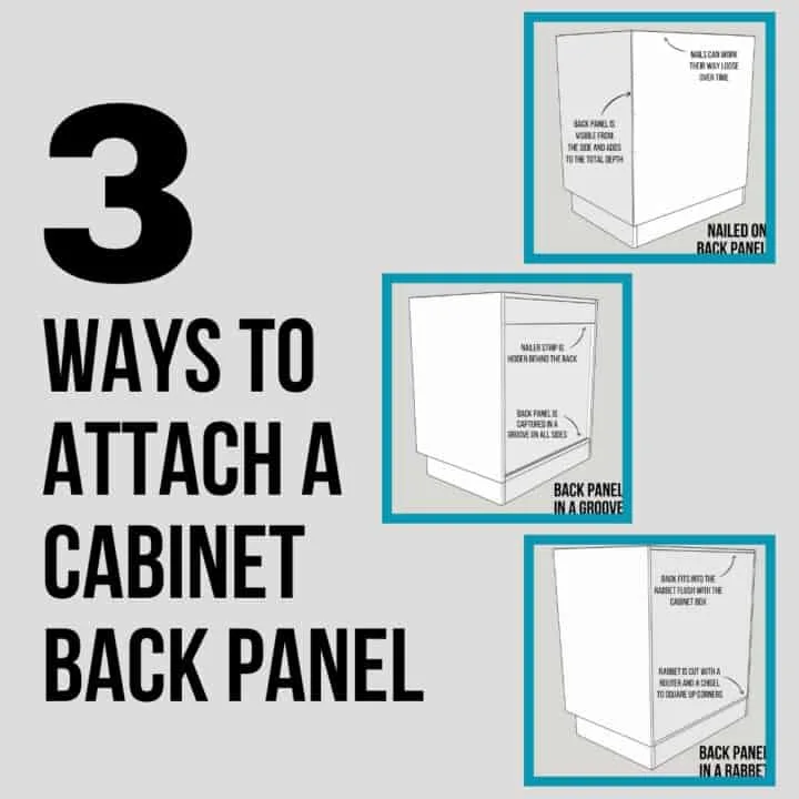 how to attach a cabinet back panel 3 different ways