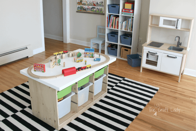 Ikea Trofast desk HACK!!⁣ ⁣ This desk we made out of two Trofast units from  Ikea has been by far the best addition to our playroom…