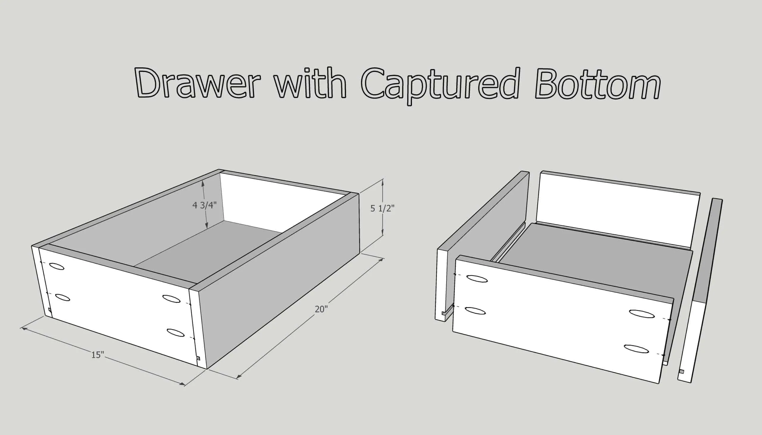 how to build a drawer with a captured bottom