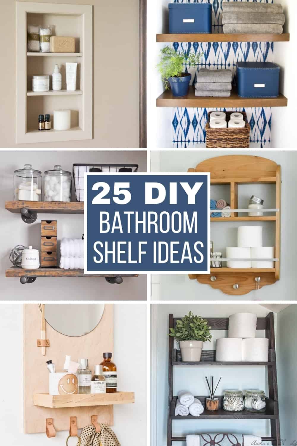 DIY bathroom shelf ideas collage
