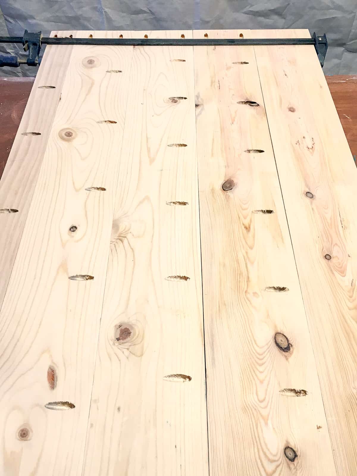 boards for the IKEA Kallax desk joined together with pocket hole screws