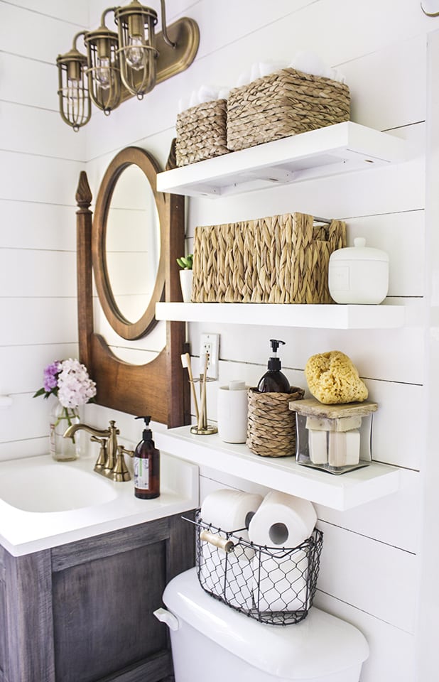 25 Creative Diy Bathroom Shelf Ideas, What Is The Best Wood To Use For Floating Shelves In Bathroom