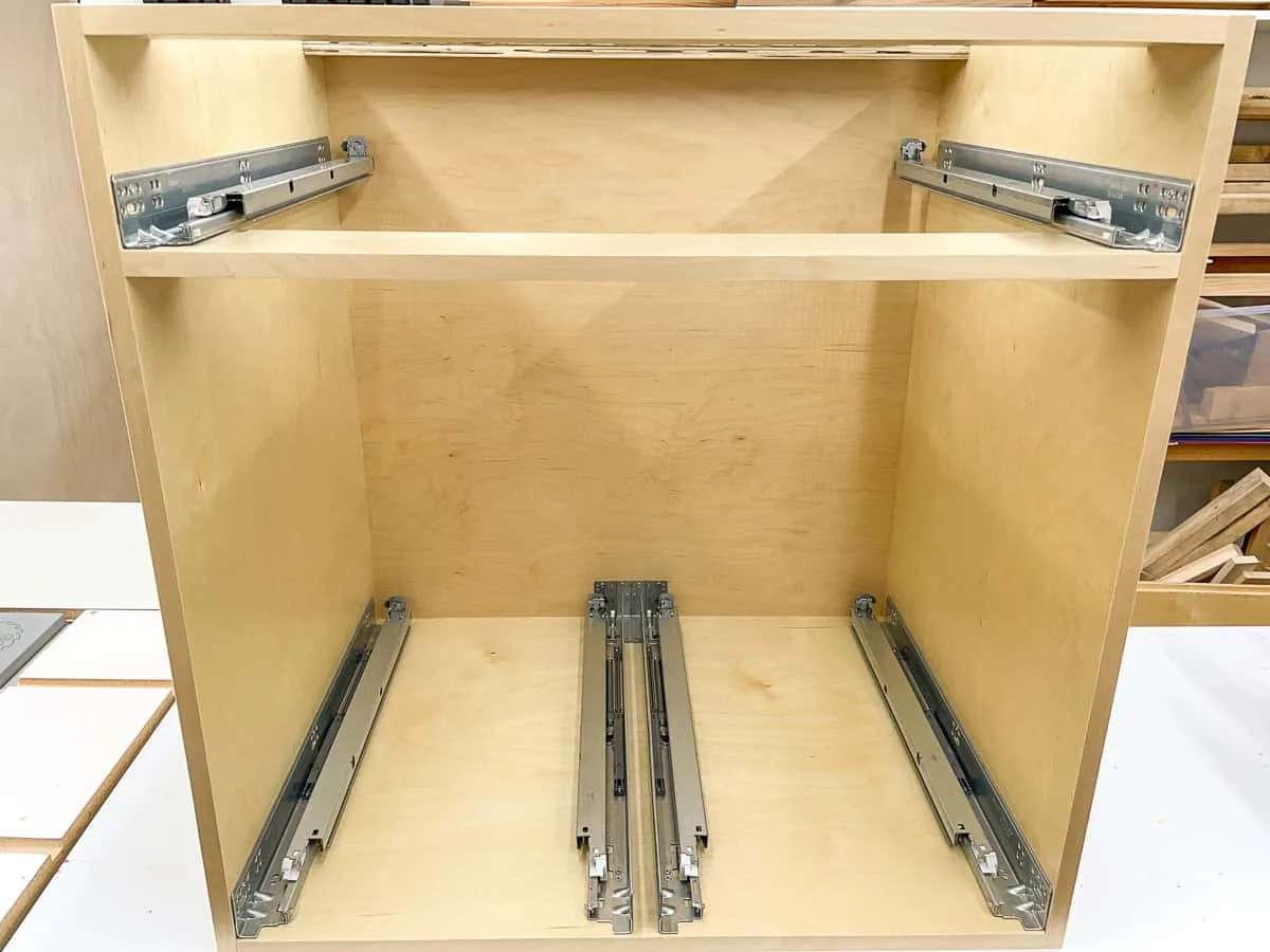 Blum undermount drawer slides in a cabinet
