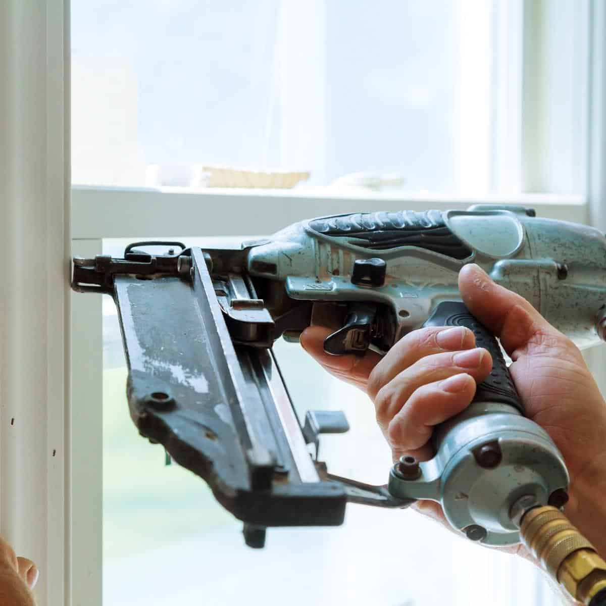 using a brad nailer to attach window trim